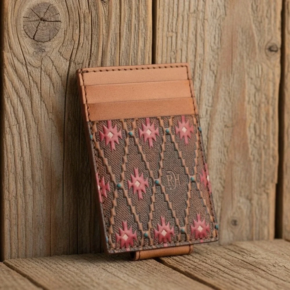 Red Dirt Hat Company Southwestern Card Case with Magnetic Money Clip NWT